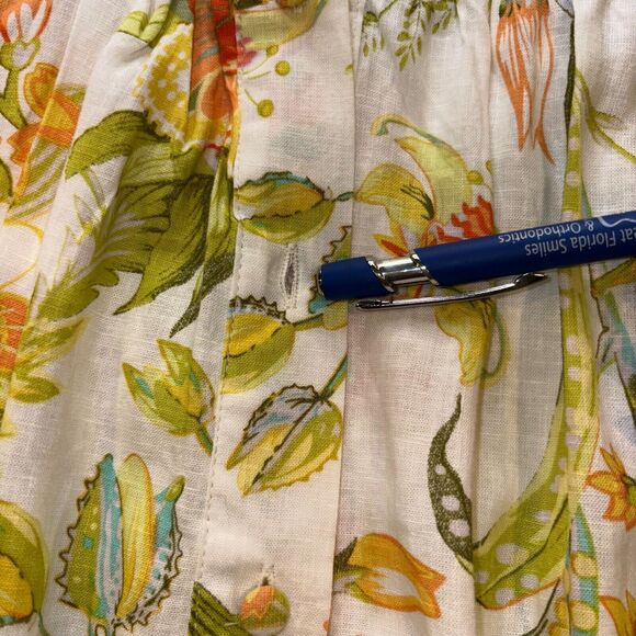 Rachel Roy size Small green floral print button/tie crop top Boho Coastal Chic - Picture 6 of 12